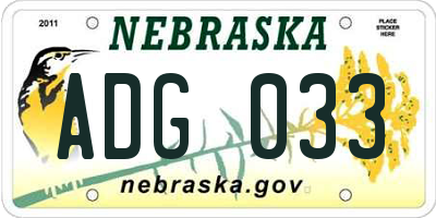 NE license plate ADG033