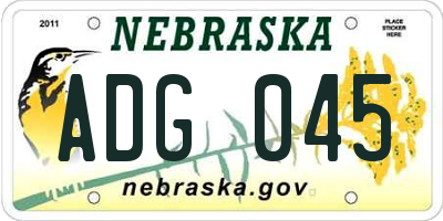NE license plate ADG045