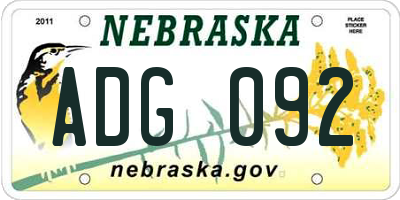 NE license plate ADG092