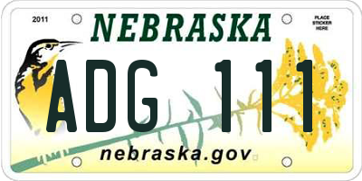 NE license plate ADG111