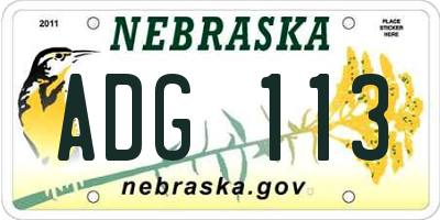 NE license plate ADG113