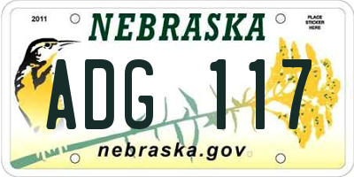 NE license plate ADG117