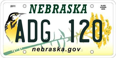 NE license plate ADG120