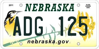 NE license plate ADG125