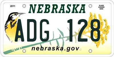 NE license plate ADG128