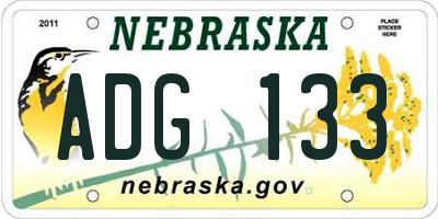 NE license plate ADG133