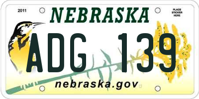 NE license plate ADG139