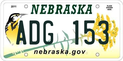 NE license plate ADG153
