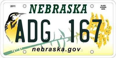 NE license plate ADG167