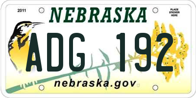 NE license plate ADG192