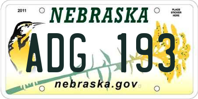 NE license plate ADG193