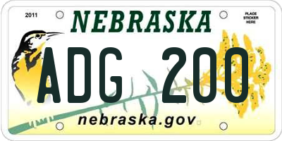 NE license plate ADG200