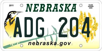 NE license plate ADG204