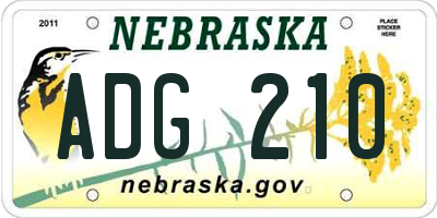 NE license plate ADG210