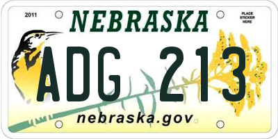 NE license plate ADG213