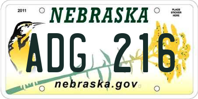 NE license plate ADG216