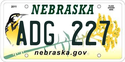 NE license plate ADG227