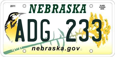 NE license plate ADG233