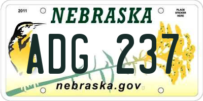 NE license plate ADG237