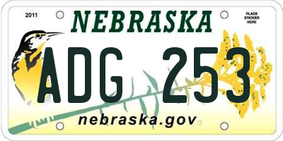 NE license plate ADG253
