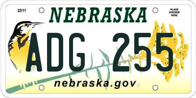 NE license plate ADG255