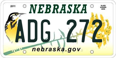NE license plate ADG272
