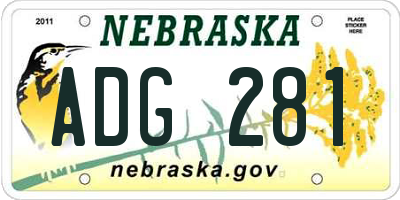 NE license plate ADG281