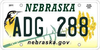 NE license plate ADG288