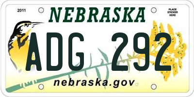 NE license plate ADG292
