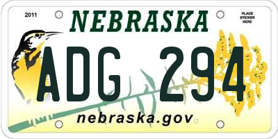 NE license plate ADG294
