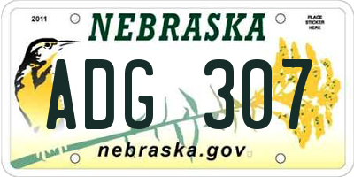 NE license plate ADG307