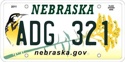 NE license plate ADG321