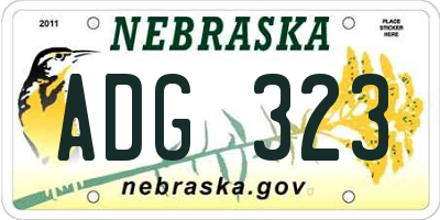 NE license plate ADG323