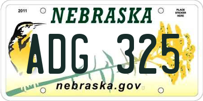 NE license plate ADG325