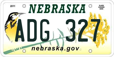 NE license plate ADG327