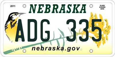 NE license plate ADG335