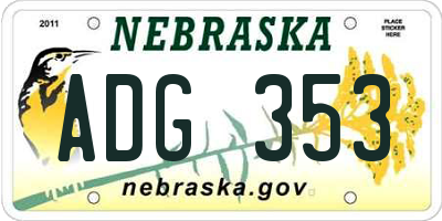 NE license plate ADG353