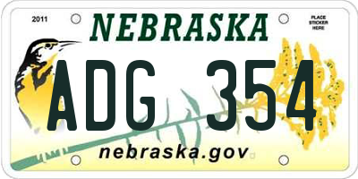 NE license plate ADG354