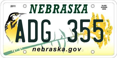 NE license plate ADG355