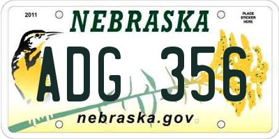 NE license plate ADG356