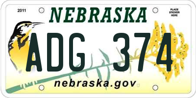 NE license plate ADG374