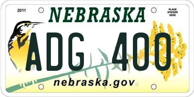 NE license plate ADG400