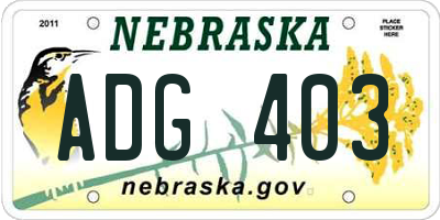 NE license plate ADG403
