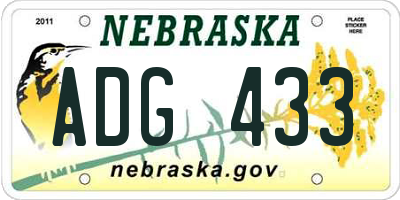 NE license plate ADG433