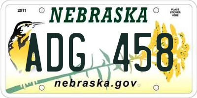 NE license plate ADG458