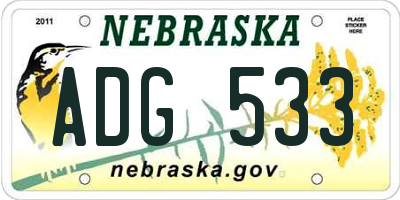 NE license plate ADG533