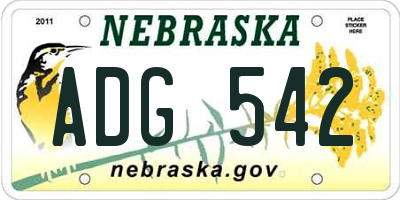NE license plate ADG542