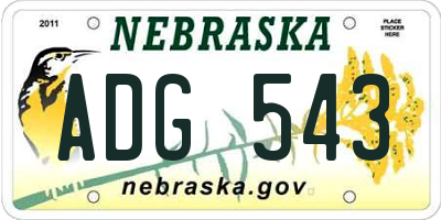 NE license plate ADG543