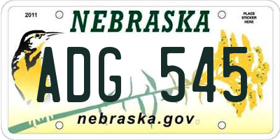 NE license plate ADG545