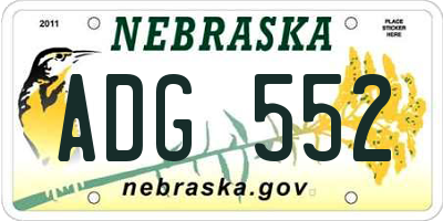 NE license plate ADG552